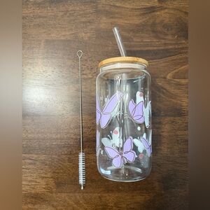 Spring butterfly glass cup